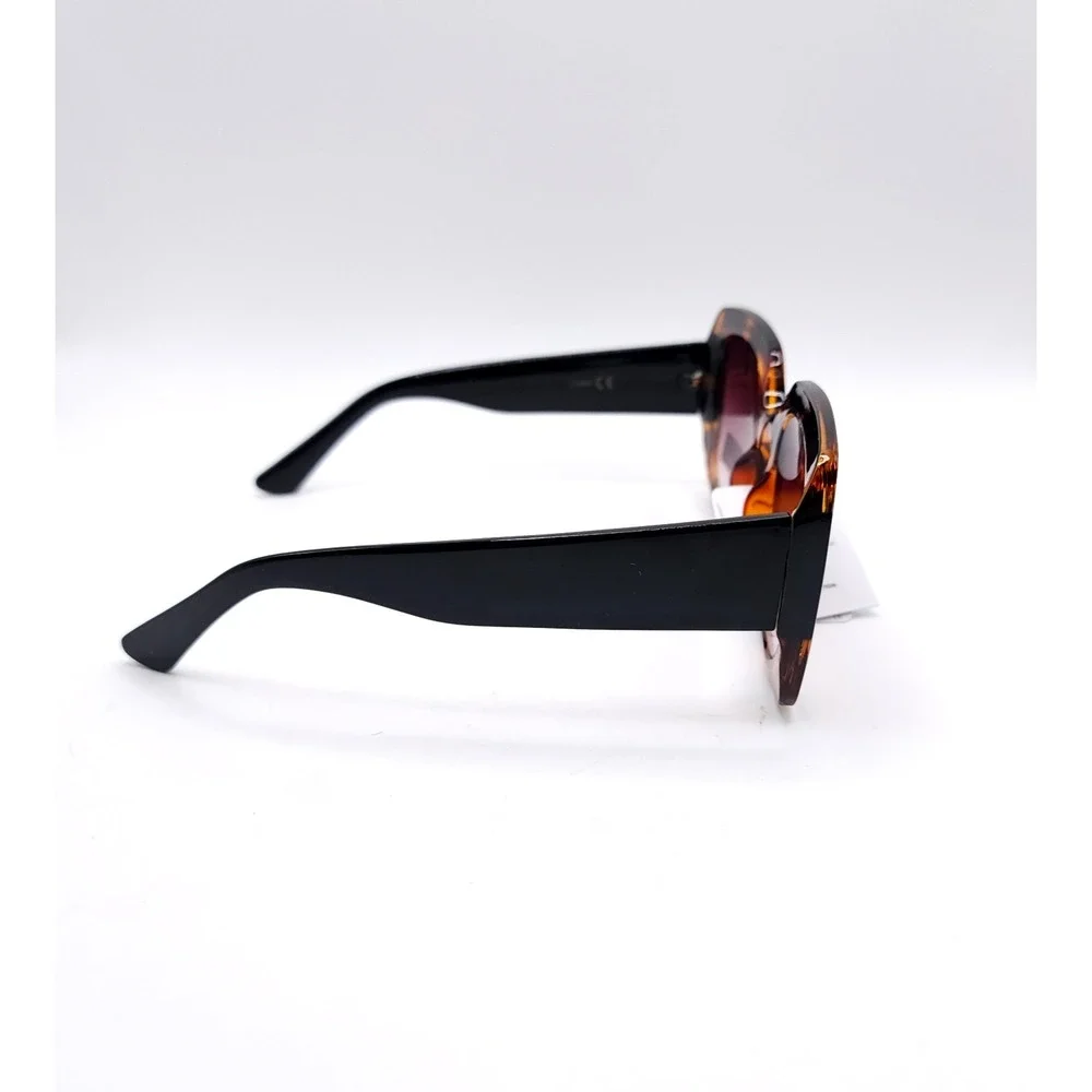 Giselle Oversized Square Sunglasses Black Tortoise Purple Gradient‎ UV400 Glam